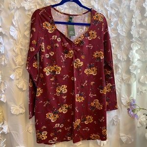 Wild Fable Maroon Flowered Dress